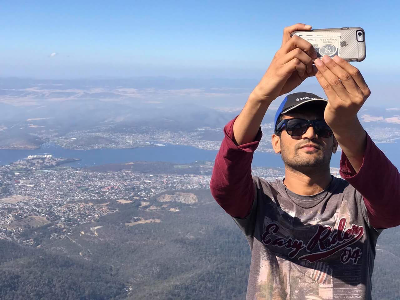 Ram Patel selfie on Mt Wellington